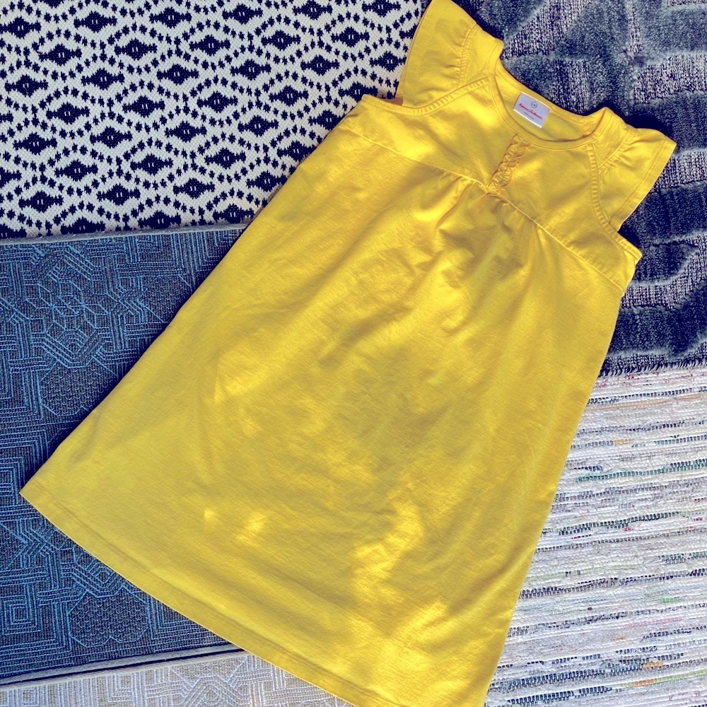 Simple Short Cap Sleeve Cotton Knit Yellow Dress